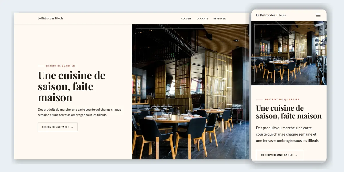 Le même site affiché sur un ordinateur et sur un téléphone